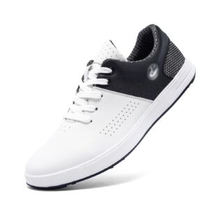 Womens Golf Shoes Spikeless Outdoor Golf Walking Sport Sneakers for Men for Superior Comfort and All Weather Breathability (Color : White Black, Size : 11 Women/9.5 Men)