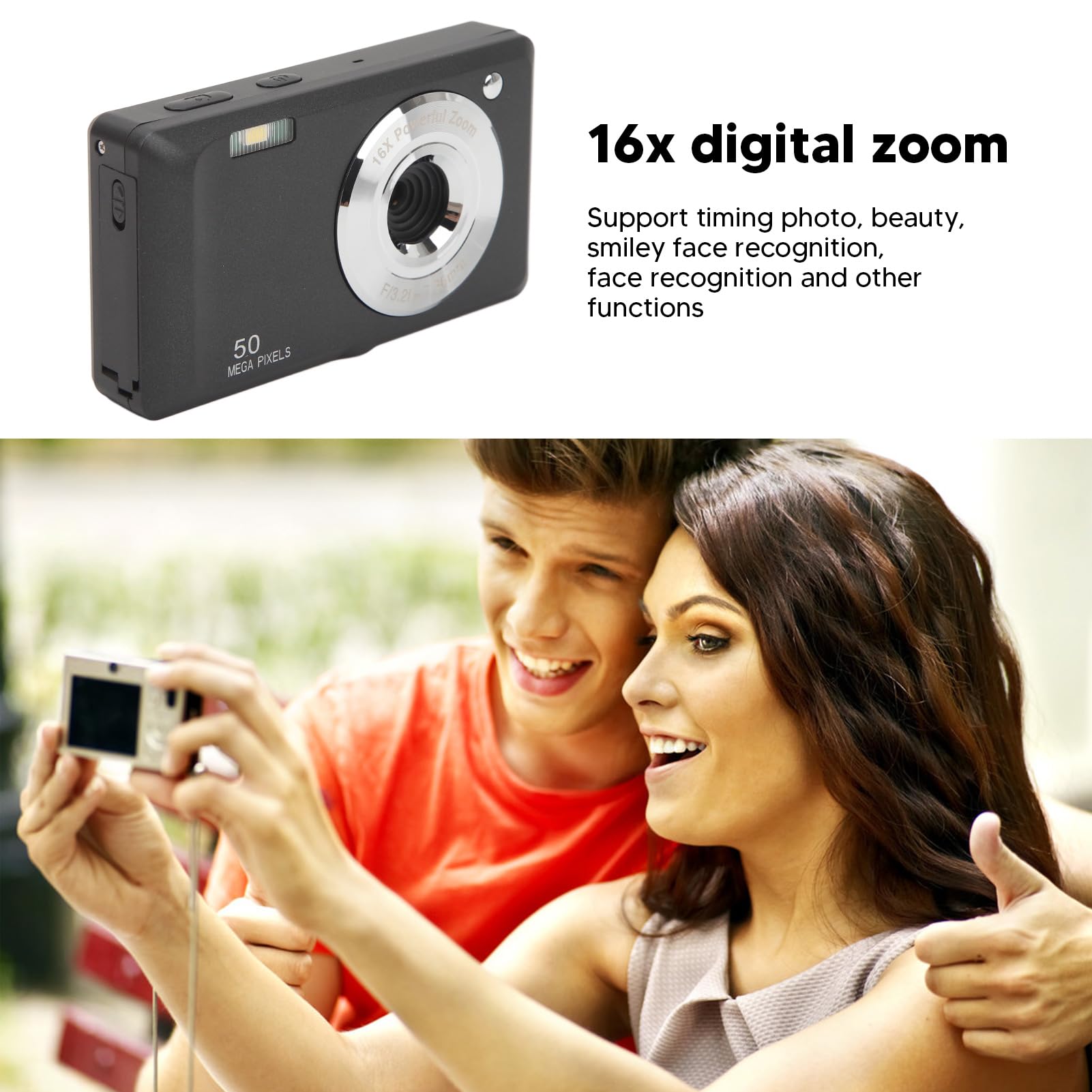 Digital Camera for Kids, 1080P Digital Camera Video Camera 16X Digital Zoom, Compact Point and Shoot Camera Portable Small Camera for Teens Students Boys Girls Seniors (Black)