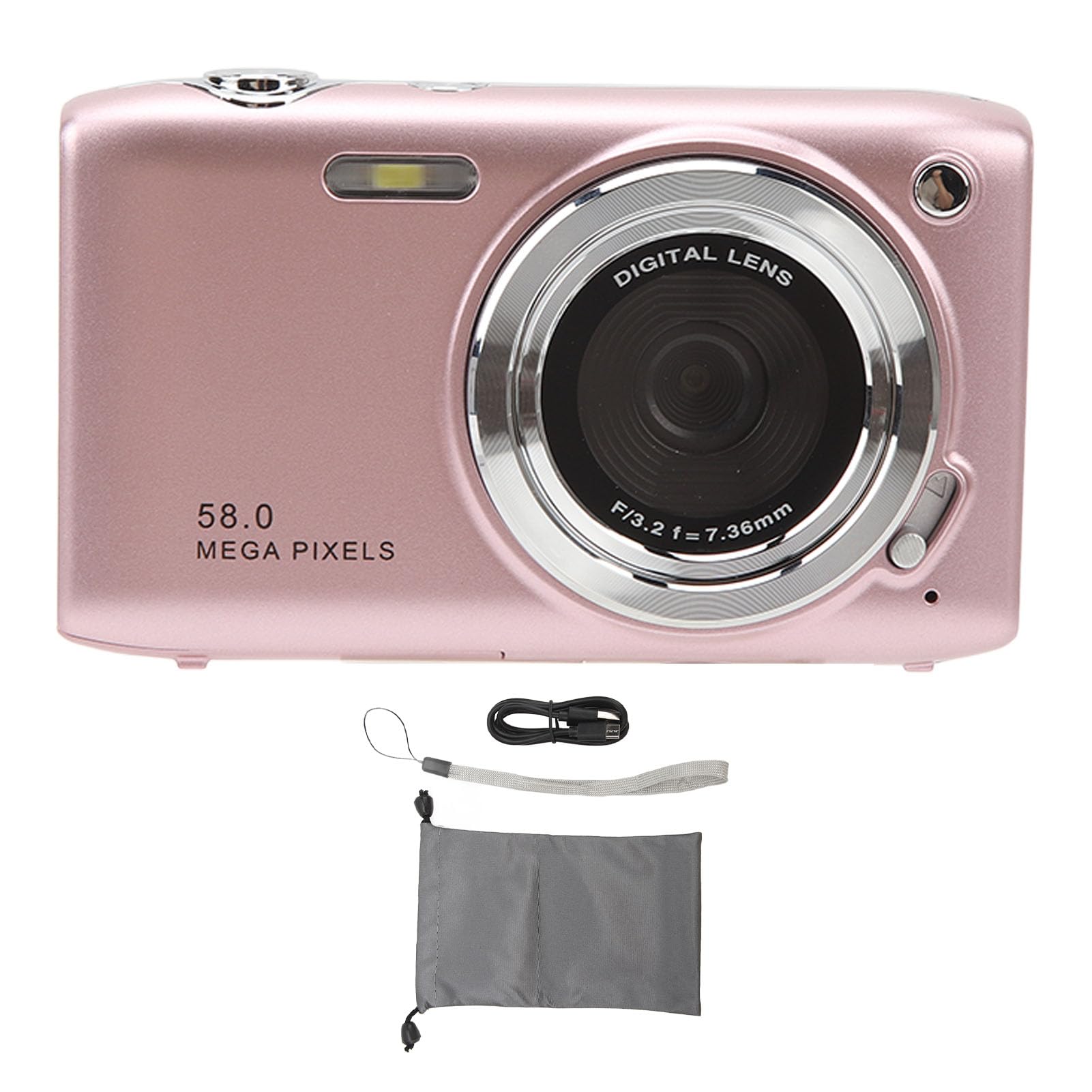 Digital Camera for Kids, 4K 1080P Digital Camera Video Camera 16X Digital Zoom, Compact Point and Shoot Camera Portable Small Camera for Teens Students Seniors, Gifts (Pink)