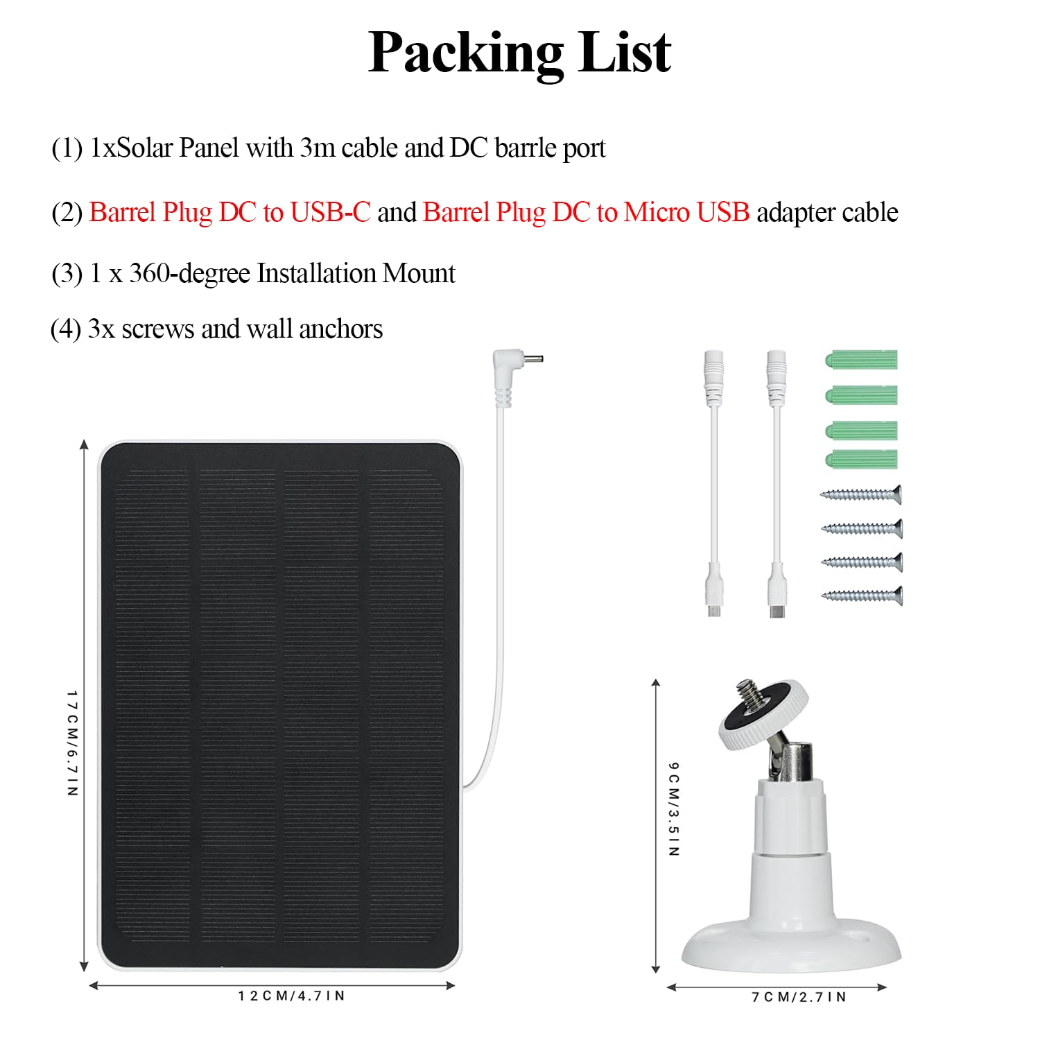 DaybreakAura 5W Solar Panels for Security Cameras - Compatible with Ring Spotlight Cam(Battery), Ring Stick Up Cam Battery - 9.8 Ft Charging Cable - 1PACK (Not for Spotlight Plus/Pro)