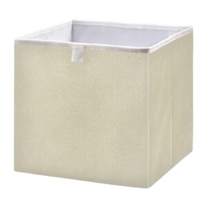 ollabaky solid color closet storage bin beige fabric storage cube collapsible waterproof basket box toy bin clothes organizer for shelves drawers, s