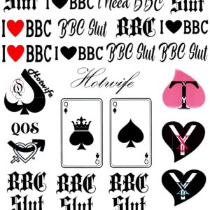 4 Sheets BBC Queen of Spades Temporary Tattoo Sticker Total 81(15X21cm) QoS Hardcore Words Phrases