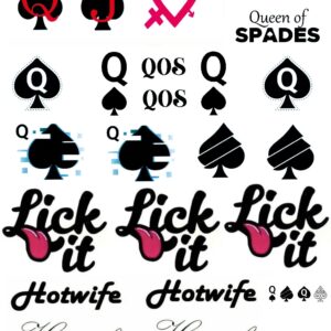 4 Sheets BBC Queen of Spades Temporary Tattoo Sticker Total 81(15X21cm) QoS Hardcore Words Phrases