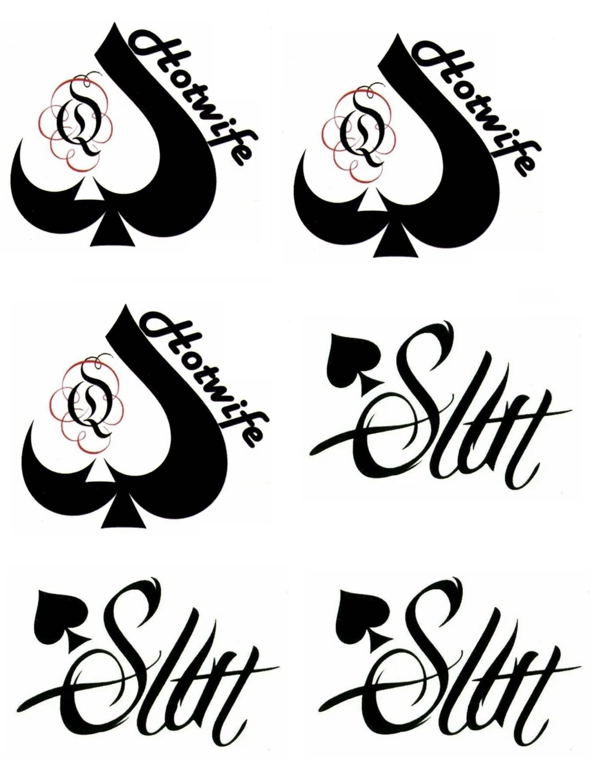 4 Sheets BBC Queen of Spades Temporary Tattoo Sticker Total 81(15X21cm) QoS Hardcore Words Phrases