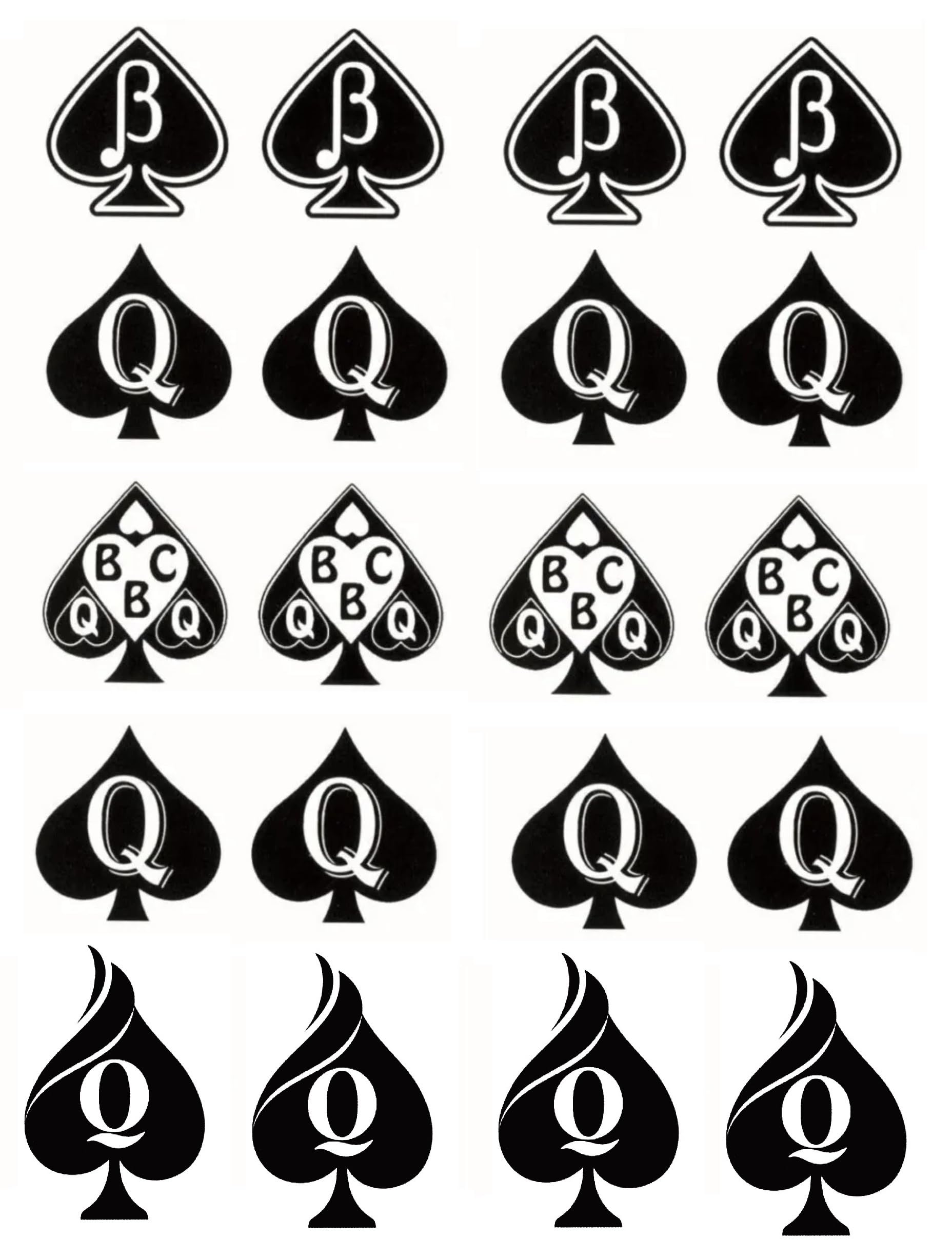 4 Sheets BBC Queen of Spades Temporary Tattoo Sticker Total 81(15X21cm) QoS Hardcore Words Phrases