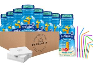pediasure immune support kids protein shake grow & gain vanilla flavors, 8 fl oz 8 pack, by drinkolin