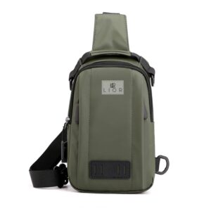 lior green multipurpose daypack with usb port shoulder crossbody hiking backpack with usb charging - travel-friendly sling bag - for men & women