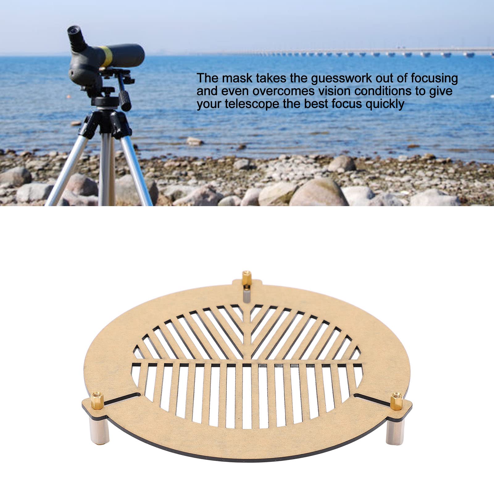 Bahtinov Mask for Telescopes, Acrylic Focus Mask 100-140mm with 3 Metal Posts, Lightweight Design, Fits All Telescopes, Provides Best Focus