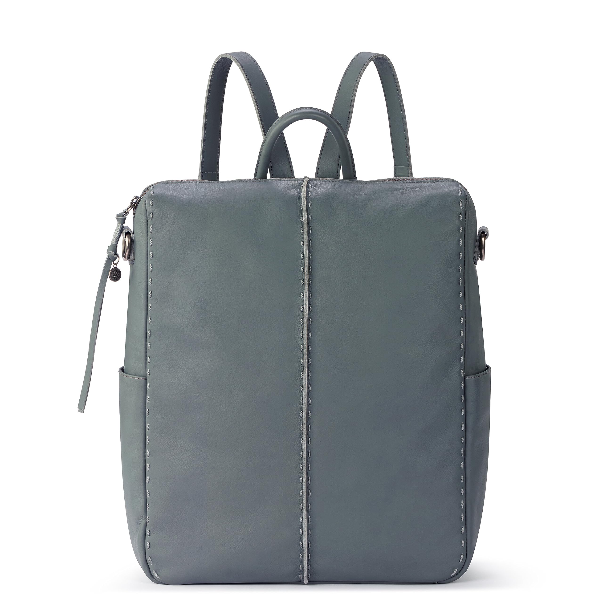 The Sak Los Feliz Backpack in Leather, Detachable Shoulder Strap, Dusty Blue