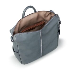 The Sak Los Feliz Backpack in Leather, Detachable Shoulder Strap, Dusty Blue