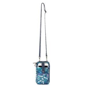 sakroots salinas smartphone crossbody in eco-twill, removable adjustable crossbody strap, royal blue seascape