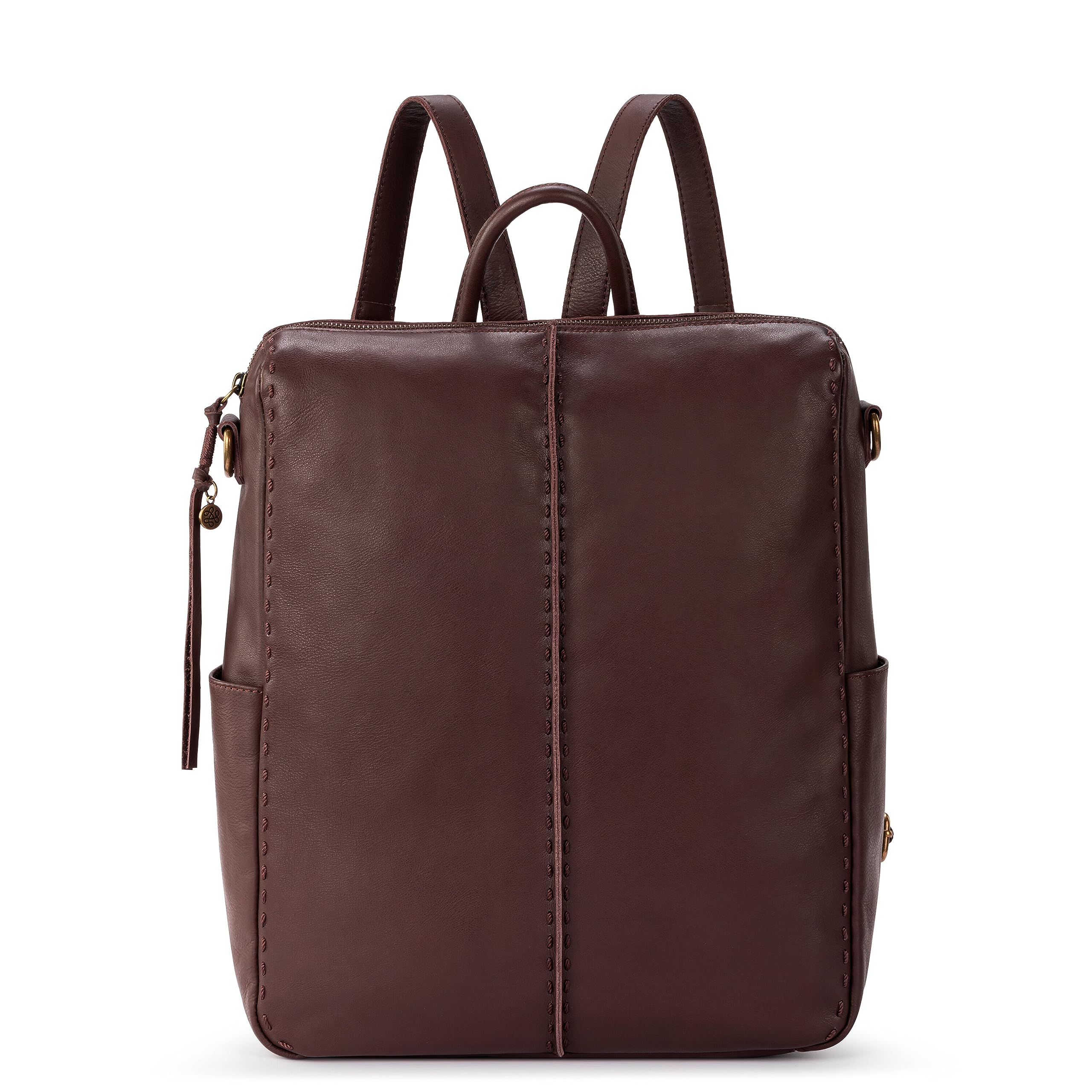 The Sak Los Feliz Backpack in Leather, Detachable Shoulder Strap, Mahogany