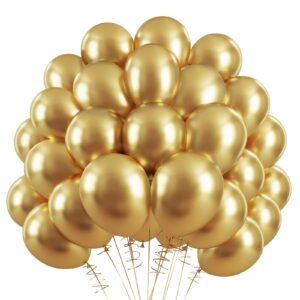 rubfac 120pcs gold balloons 12 inches chrome metallic balloons, metallic gold balloons for graduation anniversary wedding party supplies garland arch decoration