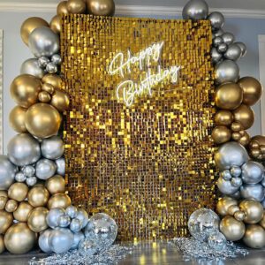 RUBFAC 120pcs Gold Balloons 12 Inches Chrome Metallic Balloons, Metallic Gold Balloons for Graduation Anniversary Wedding Party Supplies Garland Arch Decoration