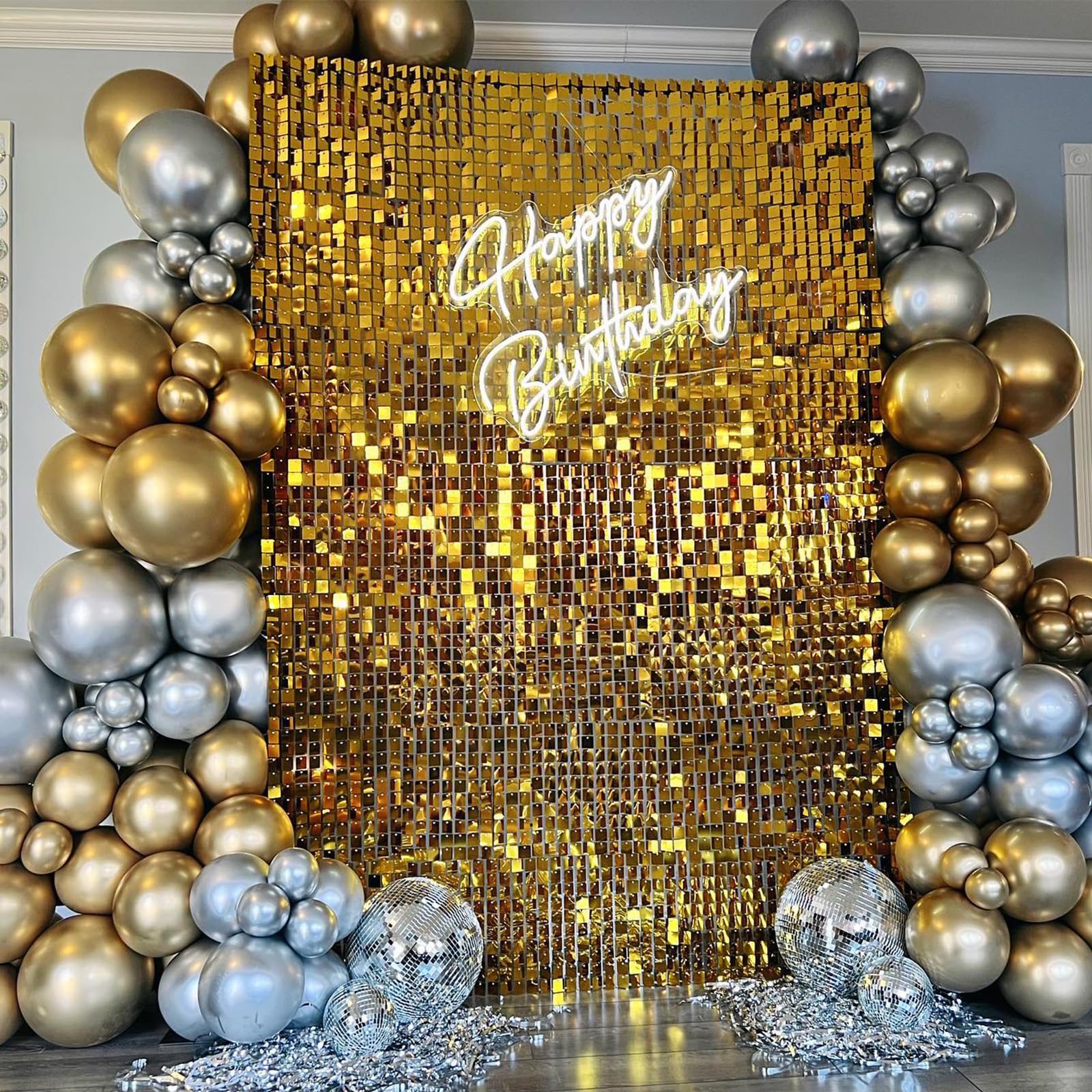 RUBFAC 120pcs Gold Balloons 12 Inches Chrome Metallic Balloons, Metallic Gold Balloons for Graduation Anniversary Wedding Party Supplies Garland Arch Decoration