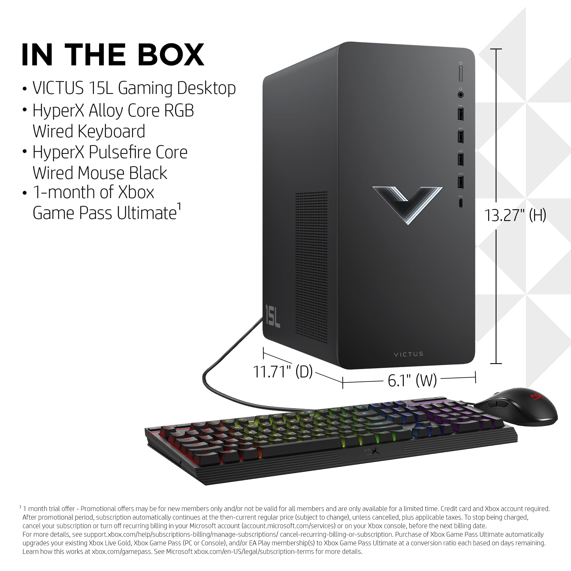 HP Victus 15L Gaming Desktop HyperX Bundle, 13th Generation Intel Core i7-13700F, 16 GB RAM, 1 TB SSD, NVIDIA GeForce RTX 4060 Ti Graphics, Windows 11 Home, TG02-1060h (2023)