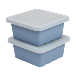 ecr4kids square bin with lid, storage containers, powder blue, 2-pack