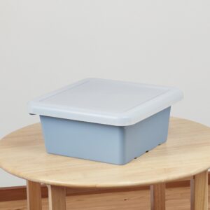 ECR4Kids Square Bin with Lid, Storage Containers, Powder Blue, 2-Pack