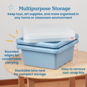 ECR4Kids Square Bin with Lid, Storage Containers, Powder Blue, 2-Pack