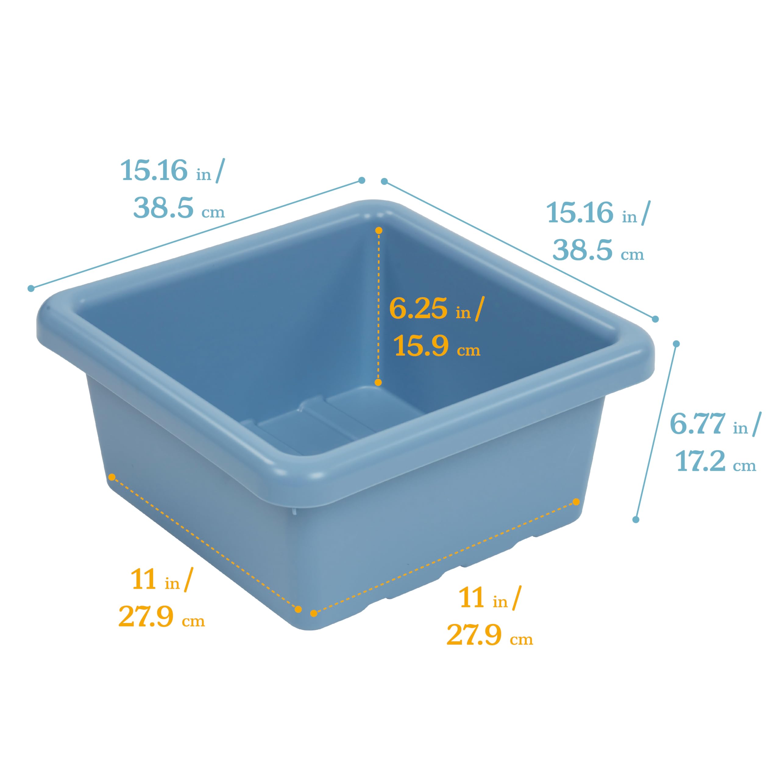 ECR4Kids Square Bin with Lid, Storage Containers, Powder Blue, 2-Pack