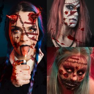 30 sheets 3d fake scars zombie makeup sticker fake cuts fake wounds scar tattoos temporary realistic halloween prank makeup halloween face tattoos for adults kids simulation waterproof tattoo sticker