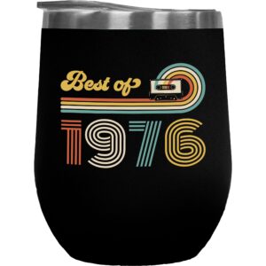 make your mark design vintage best of 1976 feat. cassette tape wine tumbler - 12oz wine tumbler black