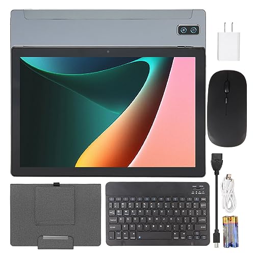 SHYEKYO Tablet PC, Wide Compatibility High Speed 100-240V 10.1in Tablet FHD Screen MT6735 Dual Band 8 Core with Mouse Keyboard for Reading (US Plug)