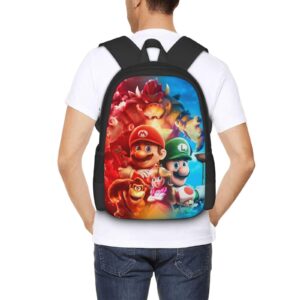 Mario Backpack Anime Game Character Patterns Multifunction Laptop Bag With Side Pockets Durable Laptop Bag For 17 In