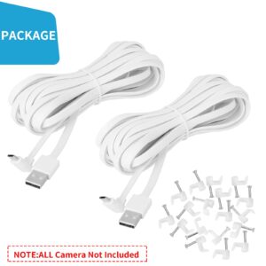UYODM 2PACK 33FT/ 10M L-Shape Micro USB Extension Cable Compatible with WYZE Cam Pan V3, 90 Degree Extension Charging Cable Power Your WYZE Cam Pan V3 Continuously - White