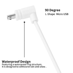 UYODM 2PACK 33FT/ 10M L-Shape Micro USB Extension Cable Compatible with WYZE Cam Pan V3, 90 Degree Extension Charging Cable Power Your WYZE Cam Pan V3 Continuously - White