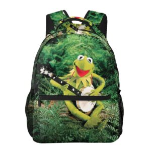 dserc kermit cartoon the frog anime backpacks laptop backpack unisex cartoon double shoulder bag for camping travel daypack