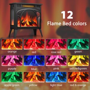 Electric Fireplace Heater Portable Electric Fireplace Stove Heater Indoor,12 Flame Colors,12 Flame Bed Colors,5 Flame Brightness,5 Flame Speeds,Control The Temperature