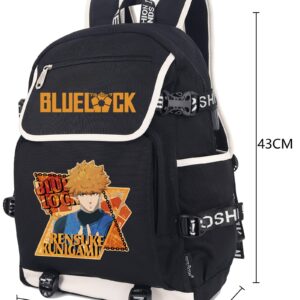 Roffatide Anime Blue Lock Laptop Backpack with USB Charging Port Yoichi Isagi Rucksack with Printed Wanima Backpack for Men Women Seishiro Nagi Graphic Travel Yor Backpack D