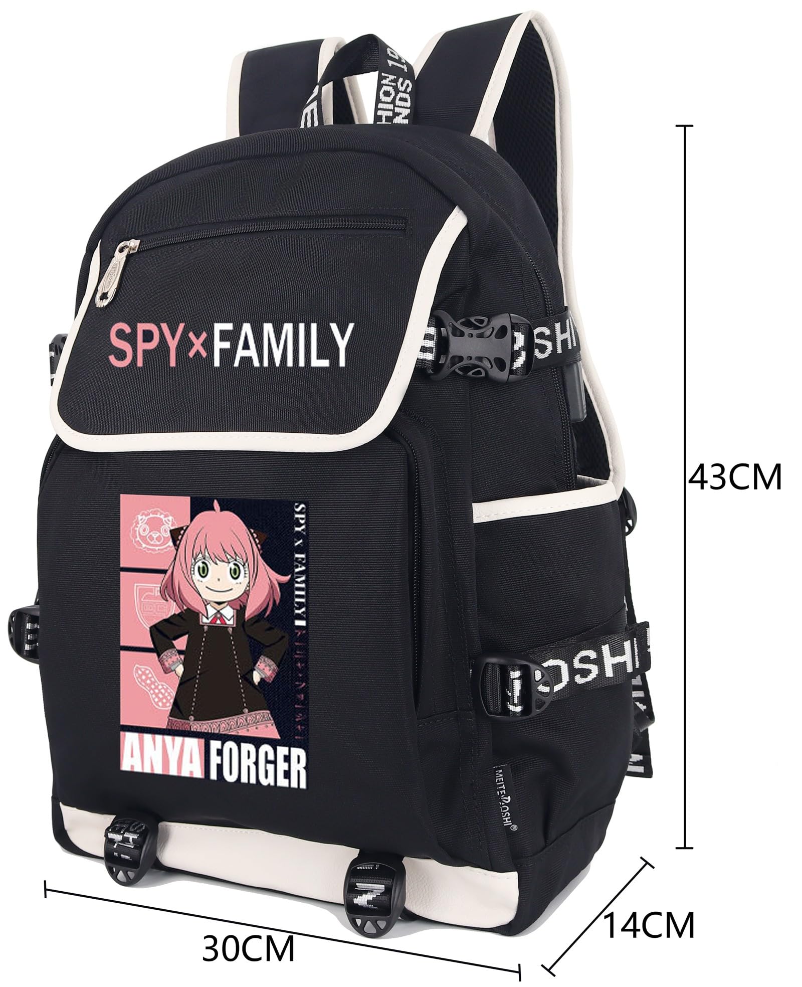 Roffatide Anime SPY×FAMILY Laptop Backpack with USB Charging Port Anya Rucksack with Printed Backpack for Men Women Twilight Graphic Travel Yor Backpack