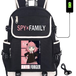 Roffatide Anime SPY×FAMILY Laptop Backpack with USB Charging Port Anya Rucksack with Printed Backpack for Men Women Twilight Graphic Travel Yor Backpack