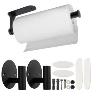 wszbdy paper towel holder and wall hook set, wall mount paper roll holder and towel hooks, self-adhesive under cabinet, both available in adhesive and screws, for kitchen and bathroom