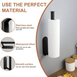 WSZBDY Paper Towel Holder and Wall Hook Set, Wall Mount Paper Roll Holder and Towel Hooks, Self-Adhesive Under Cabinet, Both Available in Adhesive and Screws, for Kitchen and Bathroom