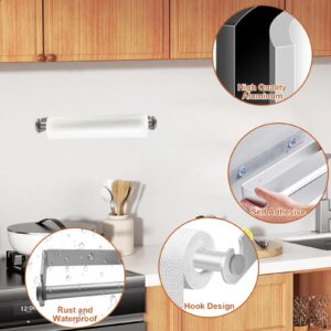 WSZBDY Paper Towel Holder Under Cabinet for Kitchen, Paper Roll Holder, Wall Mount Paper Towel Holder, Towel Hooks, Self Adhesive or Screw Mounting Hooks Wall Mount for Kitchen, Bathroom