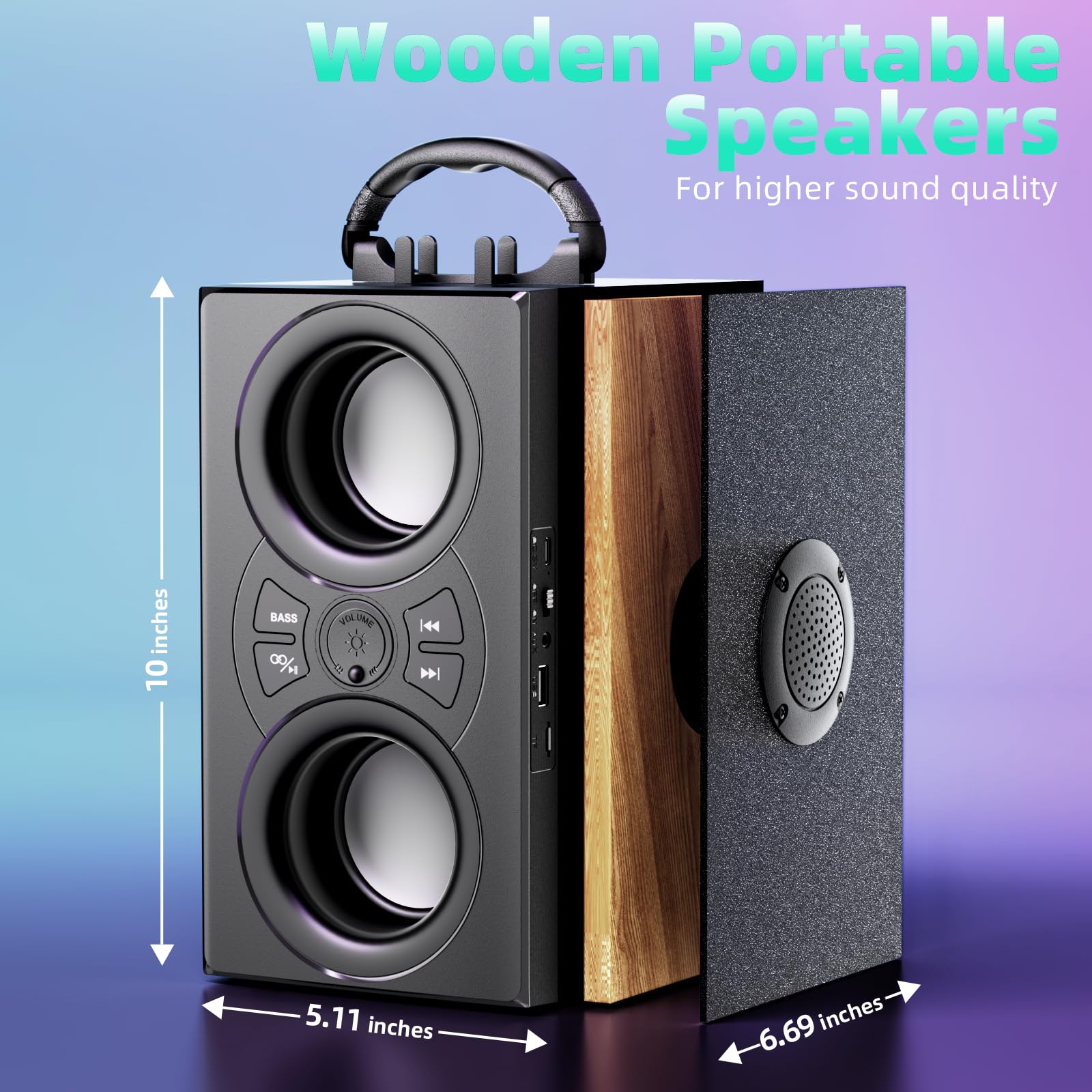 DINDIN Bluetooth Speakers, 40W Peak Wireless Speaker with Subwoofer, TWS, Big Bass, 80dB Portable Party Speaker with Lights for Beach, BBQ, Outdoor, Camping, Travel