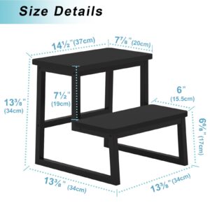 iTsst Step Stool for Adults Kids,Heavy Duty Sturdy Two Step Stool with 500LBS Capacity for Kichen Bathroom High beds, Wooden&Metal Frame, Non-Slip Rubber Pads
