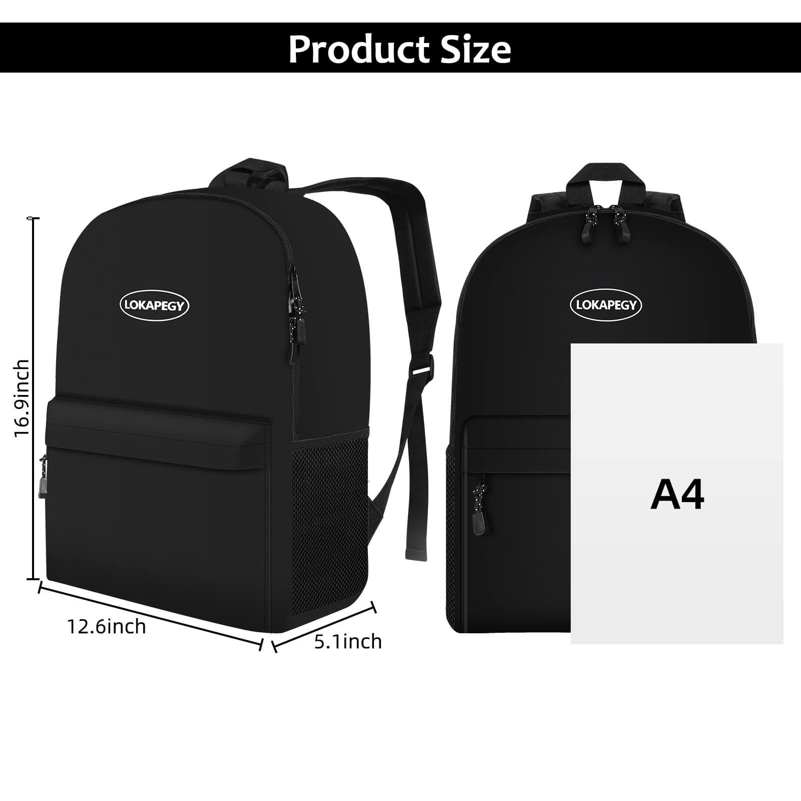 LOKAPEGY Simple School Backpack for Teens, Black Casual Backpack for College Students, Lightweight Backpack for School Boys, Travel Laptop Backpack for Men & Women