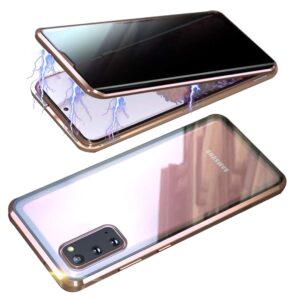 umtiti anti-peep anti-spy privacy magnetic case for samsung galaxy s23 ultra, full body with built-in screen protector magnetic clear back metal bumper double-sided tempered glass phone cover (gold)