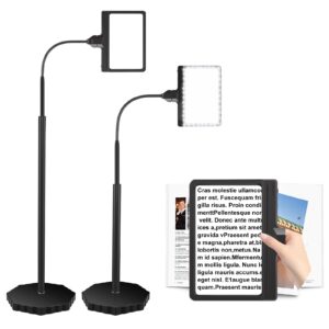 juoifip 5x magnifying glass with light and stand, adjustable brightness magnifying floor lamp, gooseneck arm lighted magnifier for reading, crafts and close work
