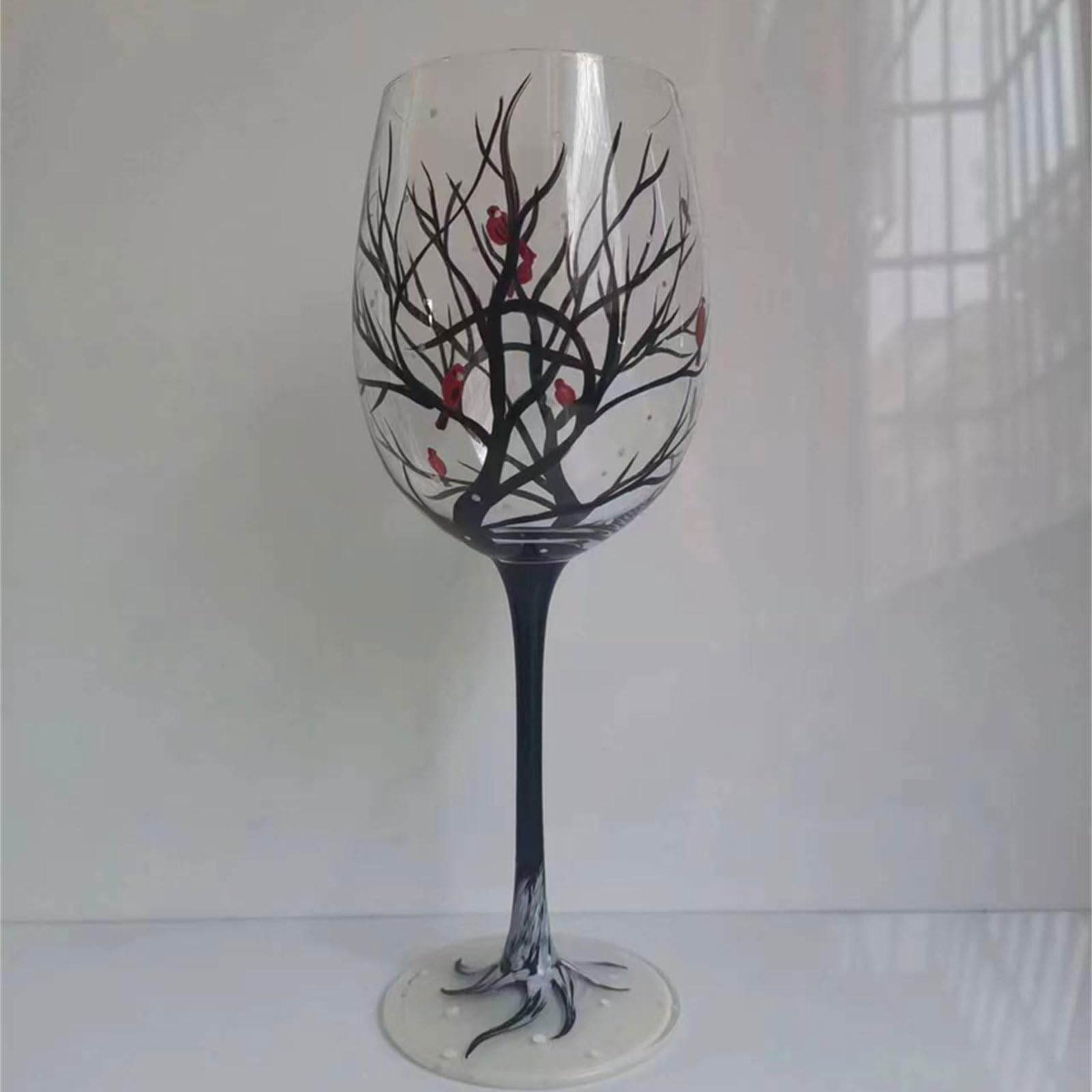 Leimezsty Four Seasons Tree Wine Glass Hand-Painted Art Glassware Unique Glasses Drinkware for Home Office Decorative Gift Cups Elegant Four Seasons Tree Wine Glasses