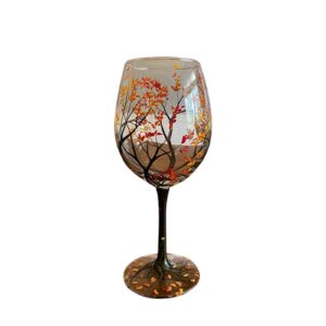 Leimezsty Four Seasons Tree Wine Glass Hand-Painted Art Glassware Unique Glasses Drinkware for Home Office Decorative Gift Cups Elegant Four Seasons Tree Wine Glasses