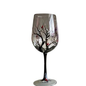 Leimezsty Four Seasons Tree Wine Glass Hand-Painted Art Glassware Unique Glasses Drinkware for Home Office Decorative Gift Cups Elegant Four Seasons Tree Wine Glasses