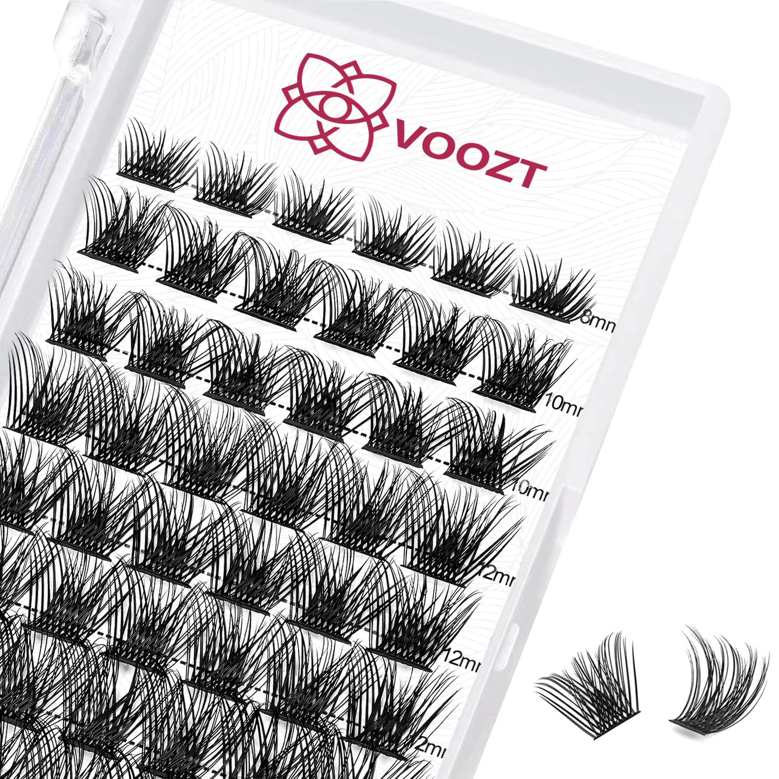 Cluster Lashes 72 Pcs VOOZT Super Strong Cluster Lashes mix8-16mm Thin Band Eyelash Clusters, Individual Cluster Lash, Natural DIY Lash Clusters Easy To Apply DIY at Home Use, V01 D Curl Mix 8-16mm