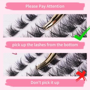 Cluster Lashes 72 Pcs VOOZT Super Strong Cluster Lashes mix8-16mm Thin Band Eyelash Clusters, Individual Cluster Lash, Natural DIY Lash Clusters Easy To Apply DIY at Home Use, V01 D Curl Mix 8-16mm