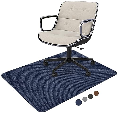 Corduroy Chair Mat for Hardwood Floor, 55"x35" Office Chair Mat Desk Chair Mat for Rolling Chair, Large Anti-Slip Backing Low-Pile Office Rug Floor Mat for Office/Home Blue