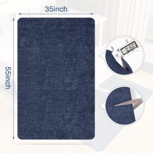 Corduroy Chair Mat for Hardwood Floor, 55"x35" Office Chair Mat Desk Chair Mat for Rolling Chair, Large Anti-Slip Backing Low-Pile Office Rug Floor Mat for Office/Home Blue